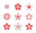 Cherry blossom. Icon set Royalty Free Stock Photo