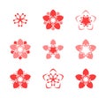 Cherry blossom. Icon set Royalty Free Stock Photo