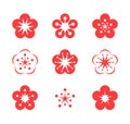 Cherry blossom. Icon set