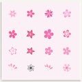 Cherry blossom icons vector. Royalty Free Stock Photo