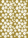 Cherry blossom japan oriental minimal style gold color  fabric texture wallpaper pattern Royalty Free Stock Photo