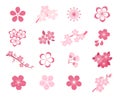 Cherry blossom japanese sakura vector icon set Royalty Free Stock Photo