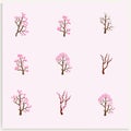 Cherry blossom Javanese Sakura vector icon set Royalty Free Stock Photo