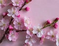 Cherry blossom on light pink background. The beauty of spring and the transient nature Royalty Free Stock Photo