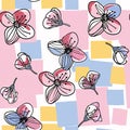 Cherry blossom minimalist flowers seamless pattern hand drawing abstract designs, generated ai