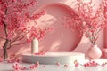 Cherry Blossom Overload with Product Display Stand in Enchanting Pink Hues