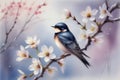 Cherry blossom pattern with swallow Royalty Free Stock Photo