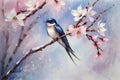 Cherry blossom pattern with swallow Royalty Free Stock Photo