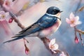 Cherry blossom pattern with swallow Royalty Free Stock Photo