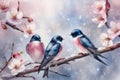 Cherry blossom pattern with swallow Royalty Free Stock Photo