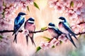 Cherry blossom pattern with swallow Royalty Free Stock Photo