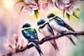Cherry blossom pattern with swallow Royalty Free Stock Photo