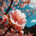 Pink flowers cherry blossom macro photo Royalty Free Stock Photo