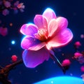 Cherry blossom, sakura, Japanese cherry blossoms and blue background AI Generated