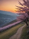 Cherry Blossom Sunset,printable art,background,wallpaper