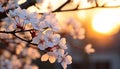 The cherry blossom tree blooms, showcasing vibrant pink petals generated by AI Royalty Free Stock Photo