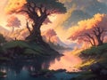 Cherry Blossom Tree Fantasy Forest: A Breathtaking Landscape in Oil by Gregory Manchess