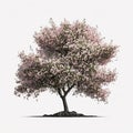 Cherry Blossom Tree Isolated. Illustration Generative AI Royalty Free Stock Photo