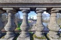 Cherry Blossom Trees Through the Stone Baluster Royalty Free Stock Photo