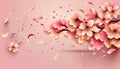 Cherry blossom vector background. Sakura flowers with petals. Royalty Free Stock Photo