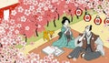 Cherry blossom viewing in ukiyo-e