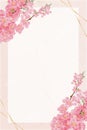 Cherry Blossom Water colour hand paint with golden on peach marble background,Vector spring flower, illustration Pink Sakura with