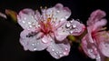 cherry blossom with water drops on a black background. macro Royalty Free Stock Photo