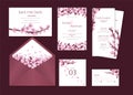 Cherry blossom wedding stationary vector template