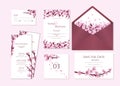 Cherry blossom wedding stationary vector template