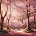 Cherry Blossom Wonderland: AI Generated Dreamy Forest Royalty Free Stock Photo