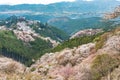 Cherry blossom on Yoshinoyama, Nara, Japan spring landscape Royalty Free Stock Photo