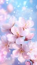Cherry blossoms bloom vibrantly, capturing spring's essence with soft colors and gentle light Royalty Free Stock Photo