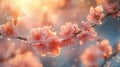 Cherry Blossoms Fluttering in a Gentle Spring Breeze Petals blur into air Royalty Free Stock Photo