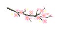 Cherry Blossoms pixel image. cross stitch pattern vector illustration