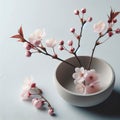 Cherry blossoms, sakura flowers, beauty flower bowl, generated with AI