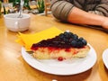 Cherry and blueberry cheese pie in Slovenia. Royalty Free Stock Photo