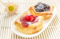 Cherry and blueberry Danish bakery