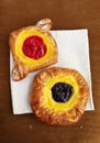 Cherry and blueberry danish pastries