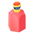 Cherry bottle perfume icon, isometric 3d style