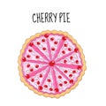 Cherry cake, birthday cake. Baking with cherries. vector illyustration