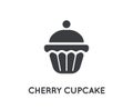 Cherry Cake Cupcake Cream Brownie Glyph Vector Element