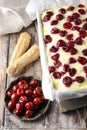 Cherry cake with lady finger biscuits Royalty Free Stock Photo