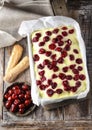 Cherry cake with lady finger biscuits Royalty Free Stock Photo