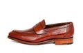 Cherry calf penny loafer shoe toe to left