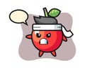 Cherry cartoon illustration as a karate fighter