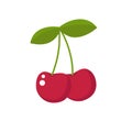 Cherry cartoon, simple design. Cherries icon clipart.