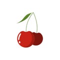 Cherry cartoon vector illustration. Cute Cherry character, icon vector illustration. Character is cheerful with arms and legs.