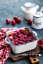 Cherry casserole with fresh berries, cheesecake Royalty Free Stock Photo