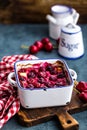 Cherry casserole with fresh berries, cheesecake Royalty Free Stock Photo