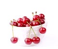 Cherry in ceramic bowl isolated on white background Royalty Free Stock Photo